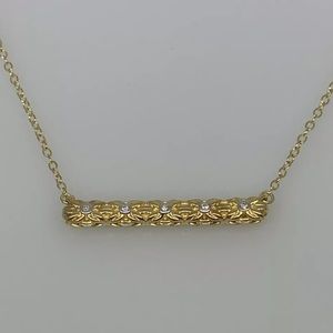 Diamond Bar Necklace 14kt Sterling Silver 18”